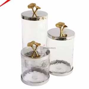 Premium Quality Airtight Designer Flower Metal Lid Glass