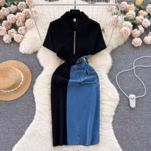 Wholesale Ladies Short Sleeve Lapel Zipper