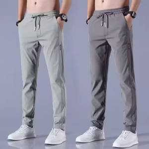 Ice Silk Elastic Casual Pants for Men's Summer Thin Work Trend Loose