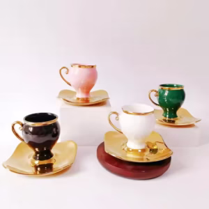 Wholesale Middle East Gold Plating Coffee Cup Saucer Coffee Cup Gift Set
