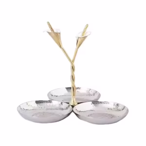 Premium Grade Metal Calla Lilly 3 Bowl Condiment Set