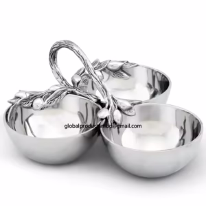 Classic Design Stainless Steel and Brass Bowl Set