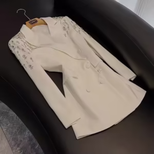 Luxury Style Lady Notched Long Sleeve Coat Fine Workmanship