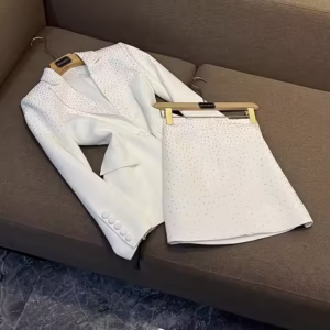 2023 Lady Chic Rhinestone Office Long Sleeve Single Button Blazer