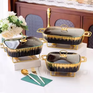 Rectangular Two-ear Ceramic for Household Cutlery with Light Heat