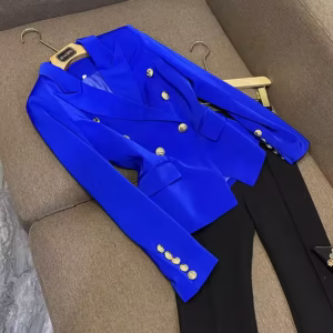 High Quality Designed Retro British Style Double-breasted Solid Coat